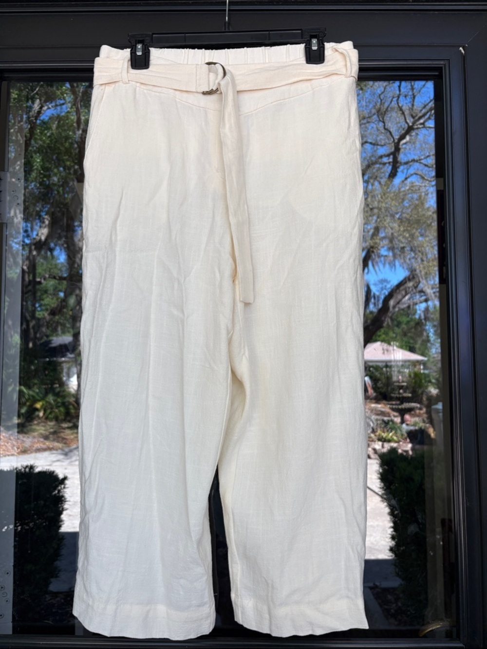 Ruby Rd. Casual Cream Linen-Blend Wide Leg Pants